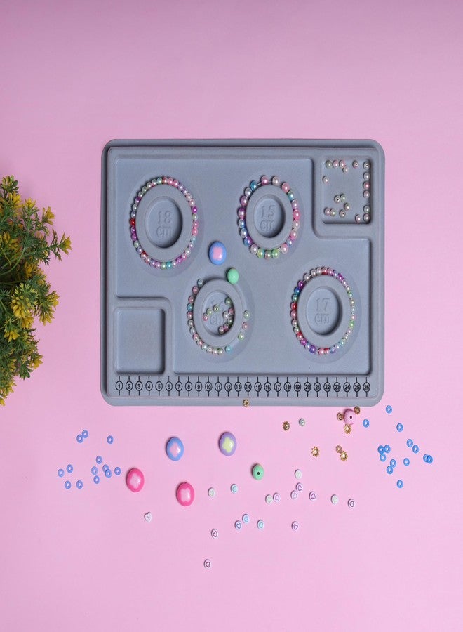 ambitieux Jewelry Beading Design Board - Grey Silicone Bead Tray with Storage Wells & Numbered Groove for Necklace & Bracelet Making (Bracelet Board) - Image 4